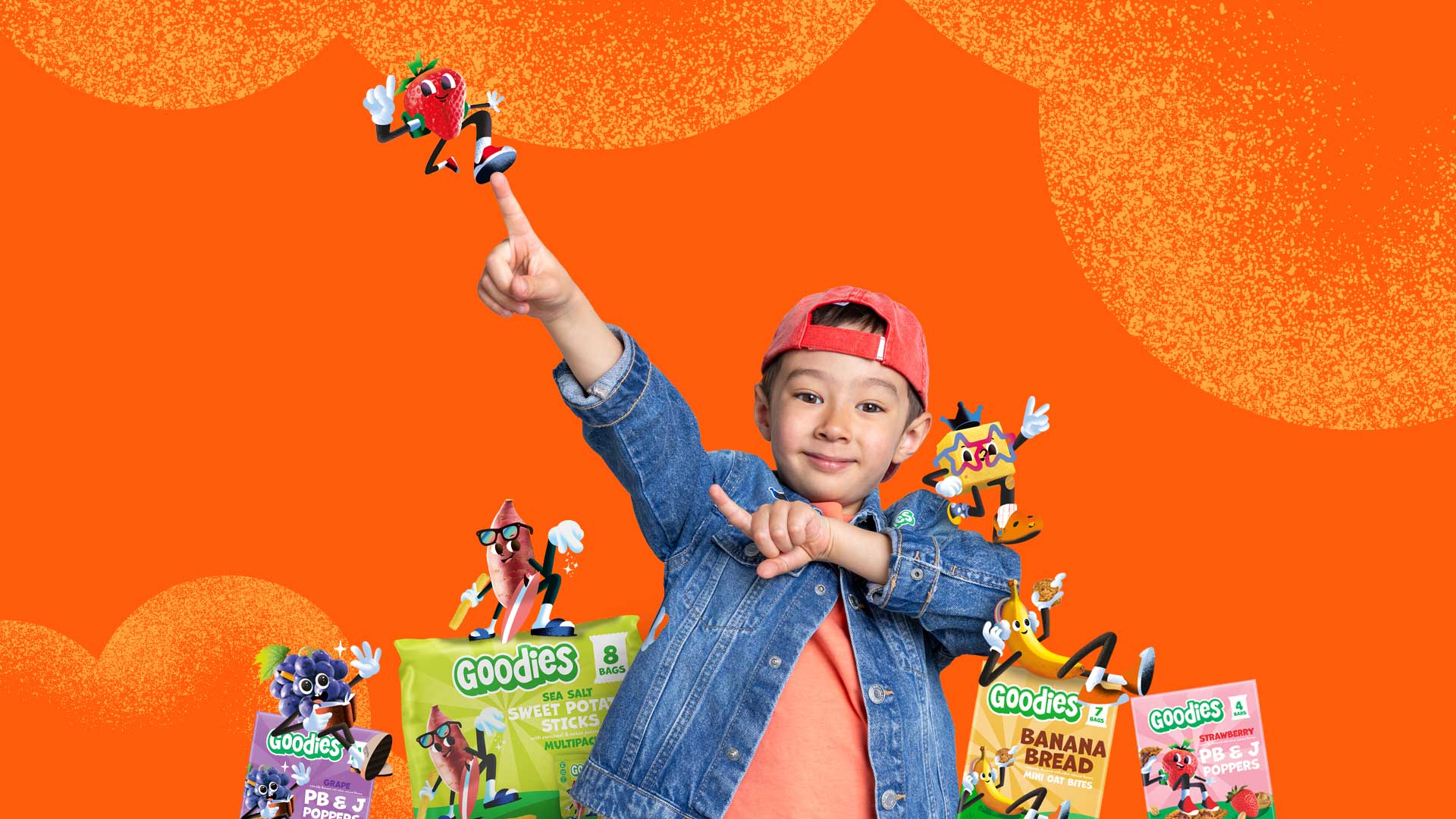 Boy with Goodies Snacks and characters