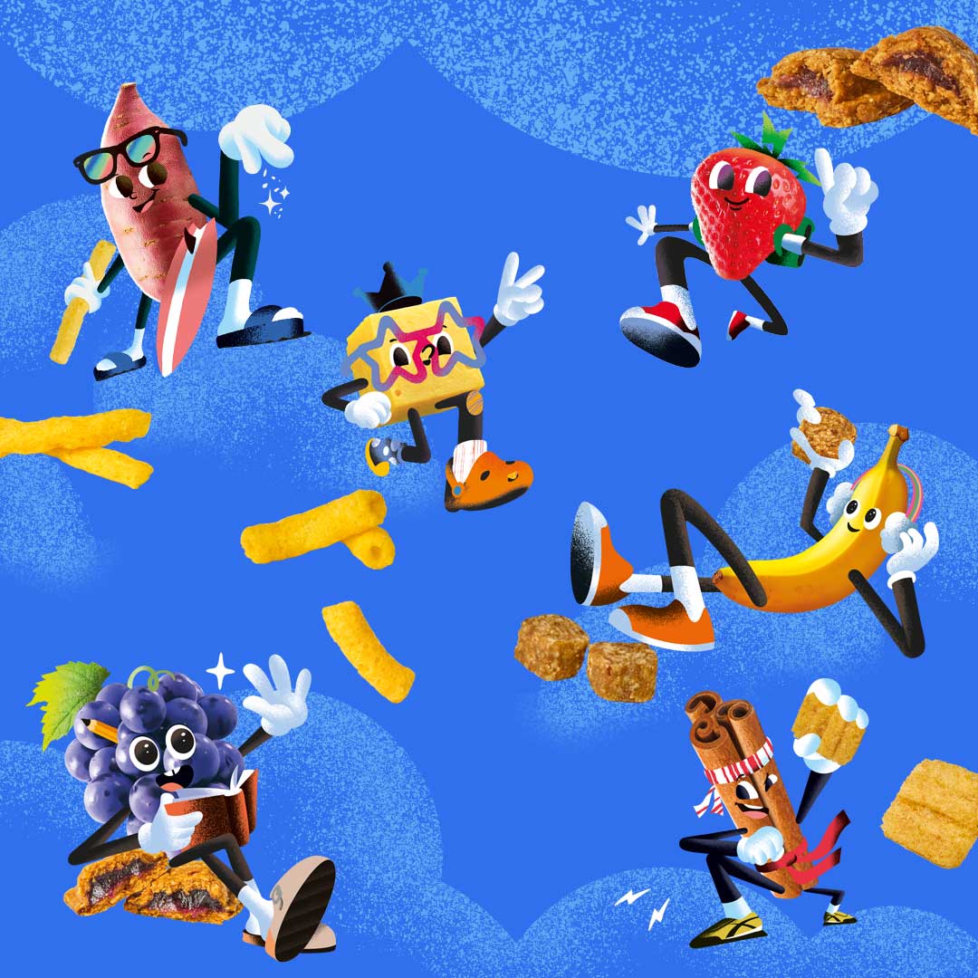 The goodies characters eating snacks