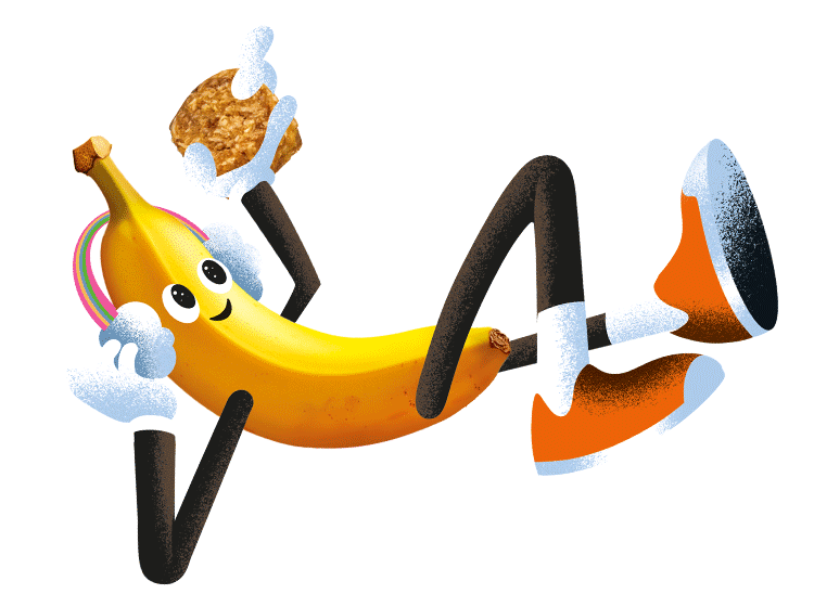 Boggle Goodies Character. He is a music loving banana.