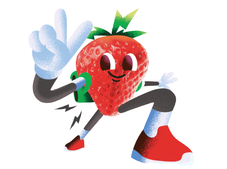 stormy strawberry giving peace sign