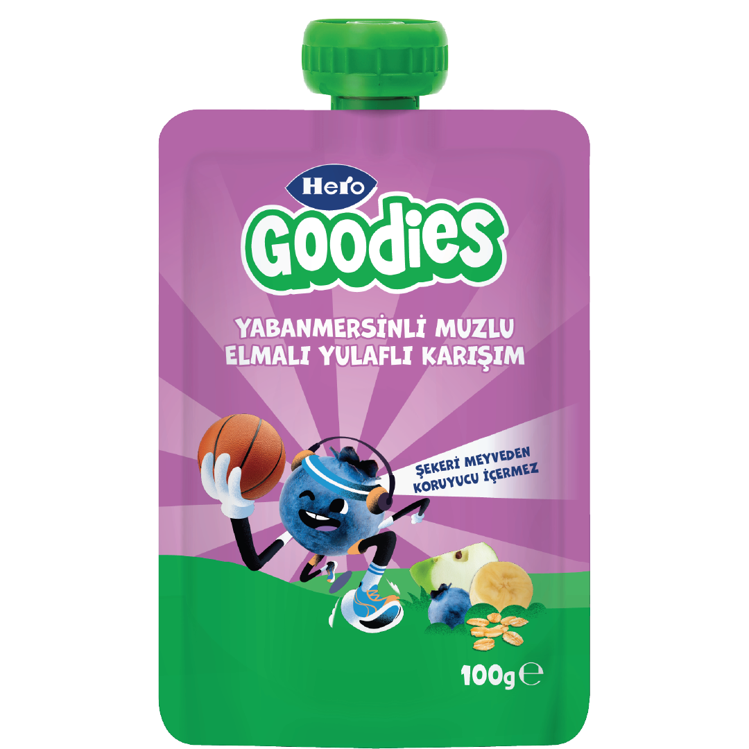 Yaban Mersinli Muzlu Elmalı Meyve Püresi