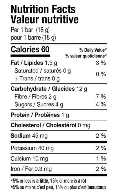 Goodies fruit filled bars Apple Cinnamon Nutrition Facts