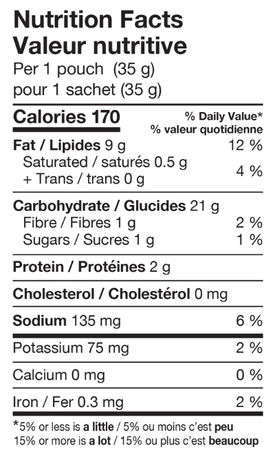 Goodies Puffed Snacks Sweet Potato Sticks Nutrition Facts