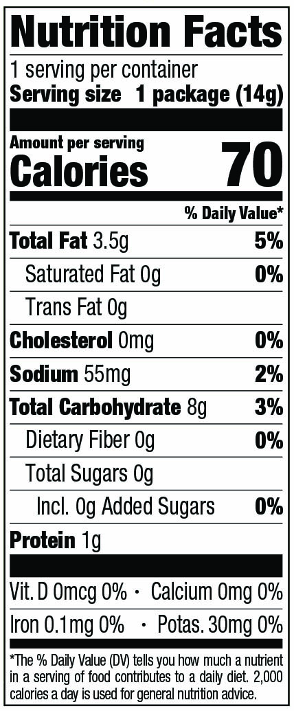 sea salt sweet potato snack nutritional information